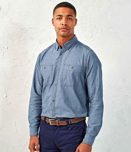 Premier Fairtrade Organic Long Sleeve Chambray Shirt - IDM - S